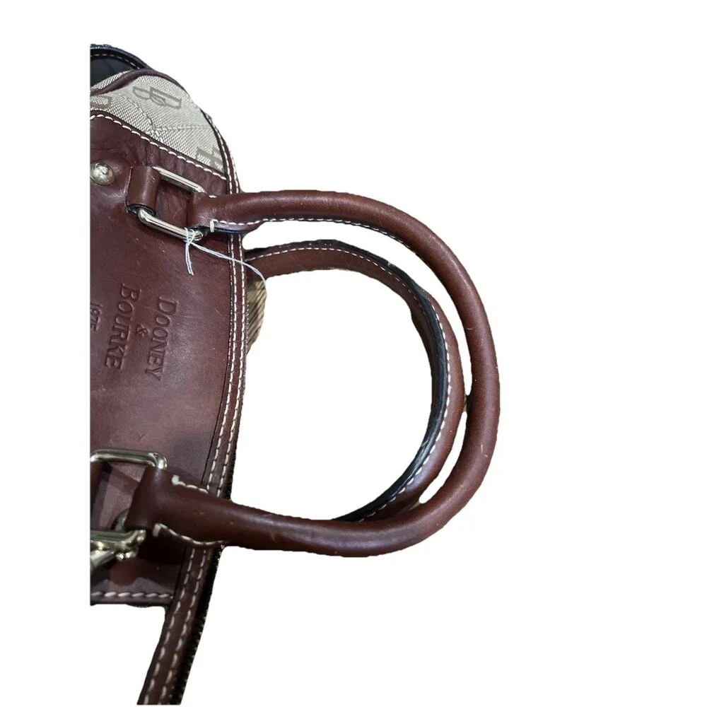 Dooney & Bourke Signature Canvas and Leather Satchel Classic British Tan Y2K